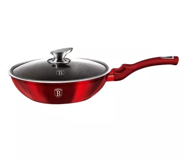 BERLINGERHAUS Pánev WOK s poklicí s mramorovým povrchem 28 cm Burgundy Metallic Line BH-1265