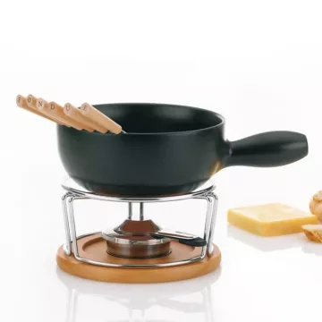 KELA Sýrové fondue NATURA 10-dílné keramika, nerez, chróm, buk KL-61306