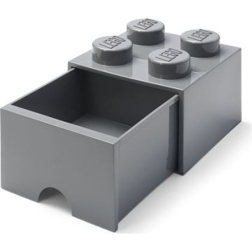 LEGO úložný box 4 s šuplíkem - tmavě šedá