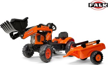 FALK Traktor šlapací 2065AM Kubota s nakladačem a vlečkou