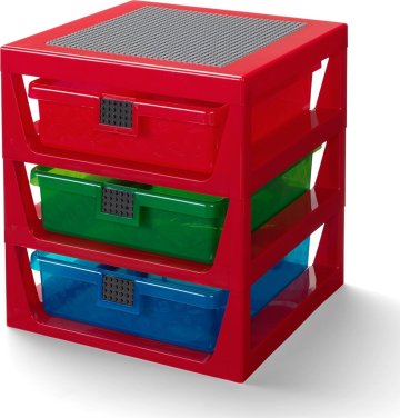 LEGO organizér se třemi zásuvkami - červená