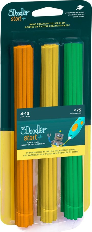 Náplň 75 ks do 3D pera 3Doodler Start+ oranžová, žlutá, zelená