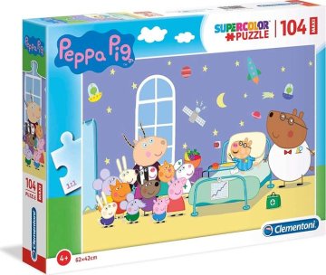 Clementoni - Puzzle Supercolor Maxi 104 Prasárko Peppa