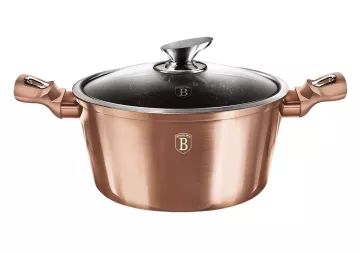 BERLINGERHAUS Kastrol s mramorovým povrchem a poklicí 30 cm Rosegold Metallic Line BH-6194