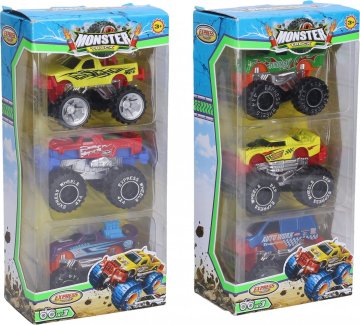 Auta Monster Truck kovová 3 ks 8 cm