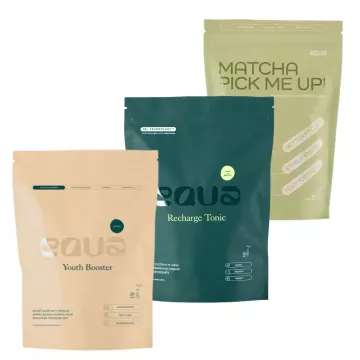 Sada 3 produktů EQUA Matcha Pick Me Up, Tonic a Youth Booster - zdravé nápoje EQUA pro hydrataci a e