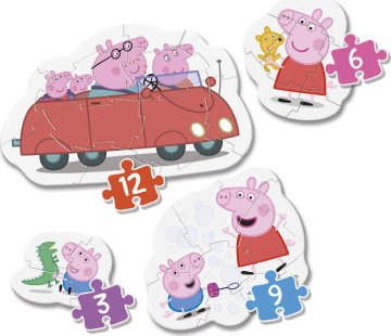 Clementoni - Moje první puzzle Prasátko Peppa 4v1 (3,6,9,12 dílků)