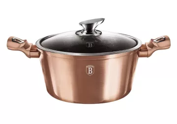 BERLINGERHAUS Kastrol s mramorovým povrchem a poklicí 24 cm Rosegold Metallic Line BH-1515