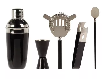 Barmanská sada shaker 5 ks GLOSSY BLACK