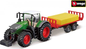 Bburago 10cm Farm tractor Fendt 1050 s přívěsem na balíky