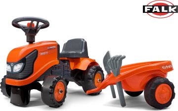 FALK 260C Baby Kubota ride-on traktor s přívěsem, hrable a lopata