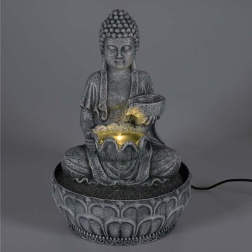 Fontána pokojová s LED osvětlením 29 cm Budha černá