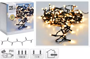 Vánoční světelný řetěz teplá bílá 320 LED / 24 m